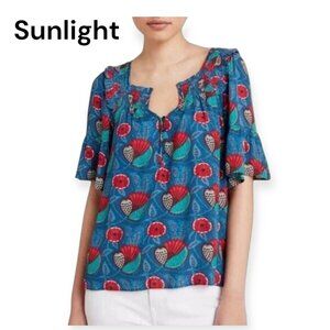 Maeve By Anthropologie Letitia Smocked Blouse Women SZ X-Small Floral Multicolor